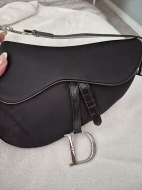 Black Saddle Bag with Silver 'D' Charm - Designer Style